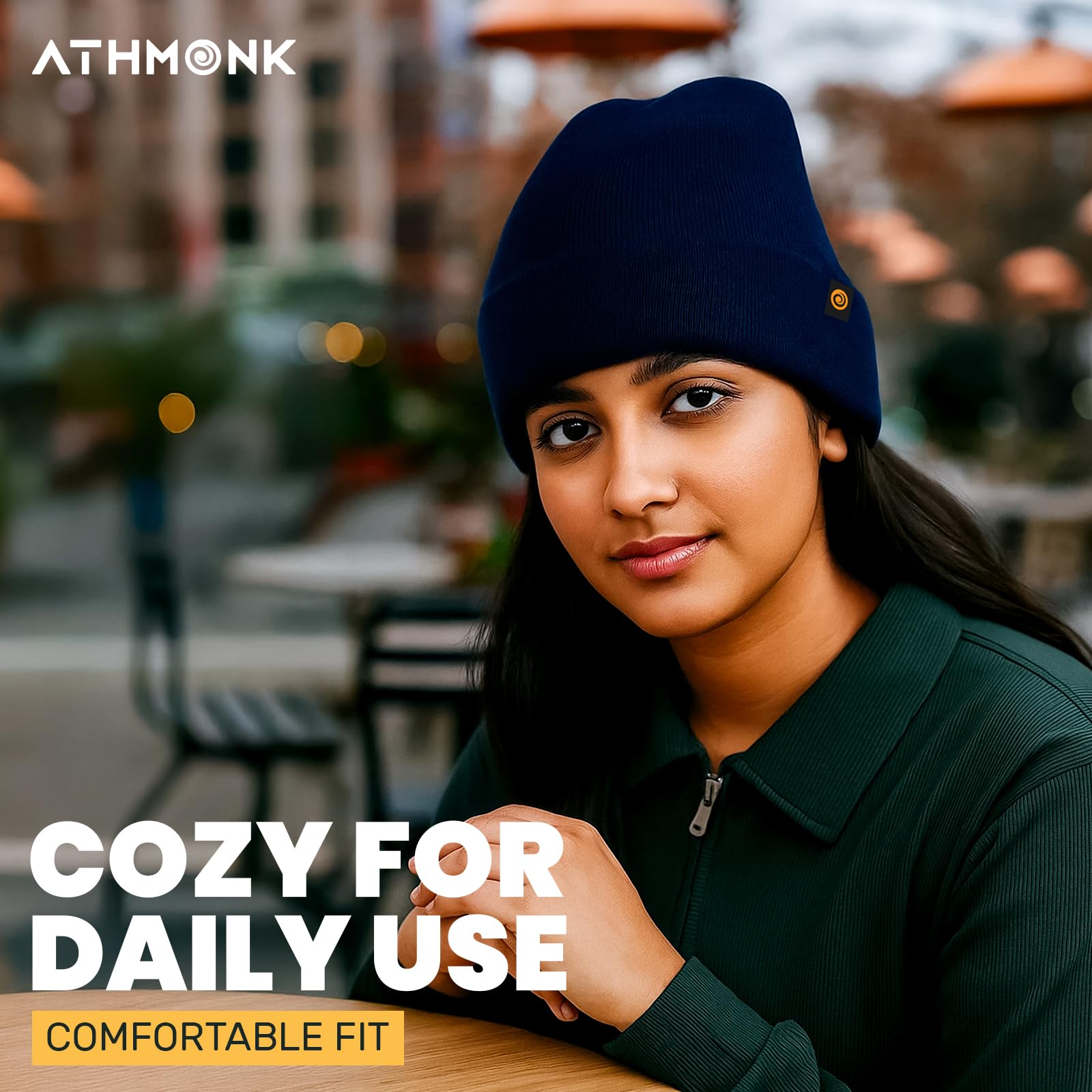 Athmonk Winter Woolen Beanie Cap for Men & Women | Warm Cuff Head Cap for Winters | Cold Weather Hat for Girls & Boys 100% Woollen Fabric Ultra Soft & Cozy | Garam Topi for Man